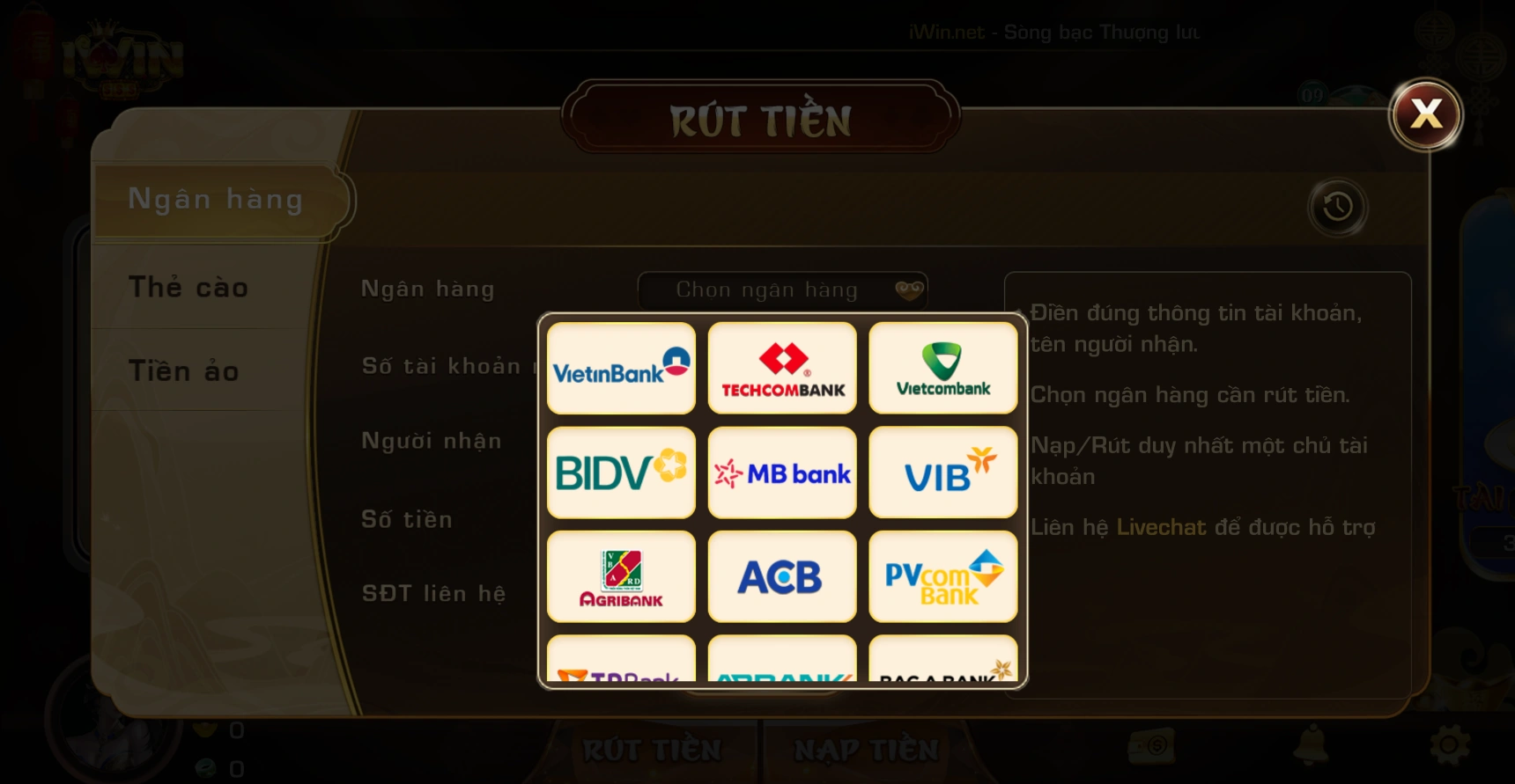 Hướng dẫn nâng cấp VIP bằng cách nạp tiền tại IWIN club VIP 